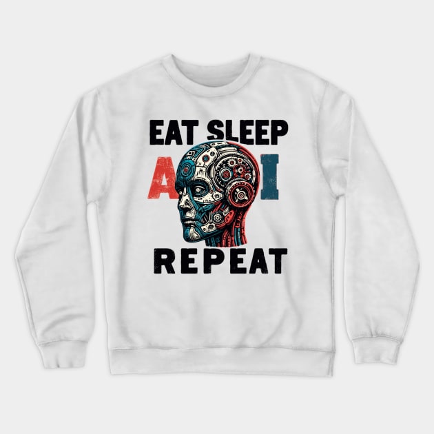 Eat Sleep AI Repeat Crewneck Sweatshirt by Vehicles-Art